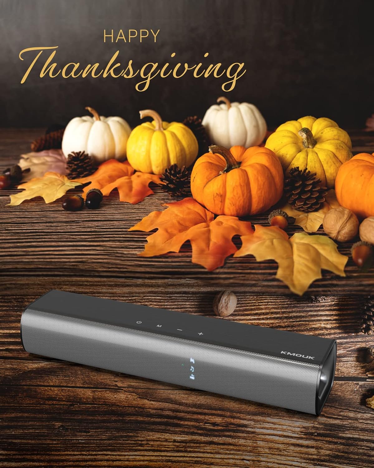 Soundbar, KMOUK Sound Bar for Small TV, Bluetooth 5.0, Mini Sound bar for PC/Home Theater, 2.0 Channel, 3 Equalizer Mode Audio