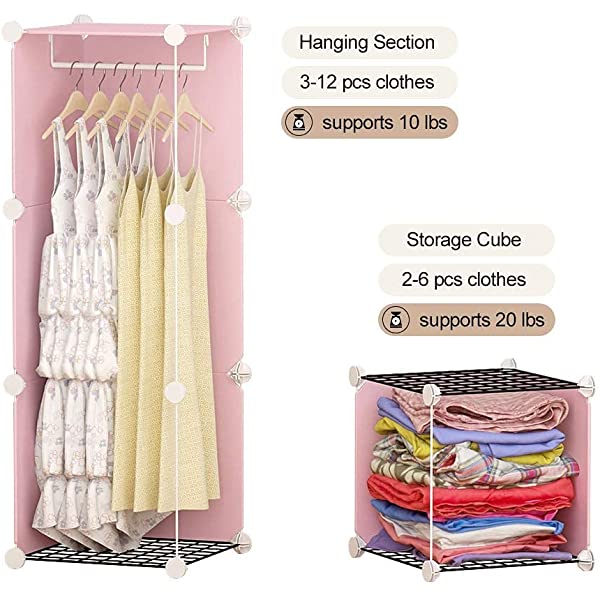 YOZO Cube Storage Organzier Portable Closet Wardrobe Bedroom Dresser (71x14x71 inches) Portable Closet Cube Shelf Armoire Pantry Cabinet, 25 Cubes