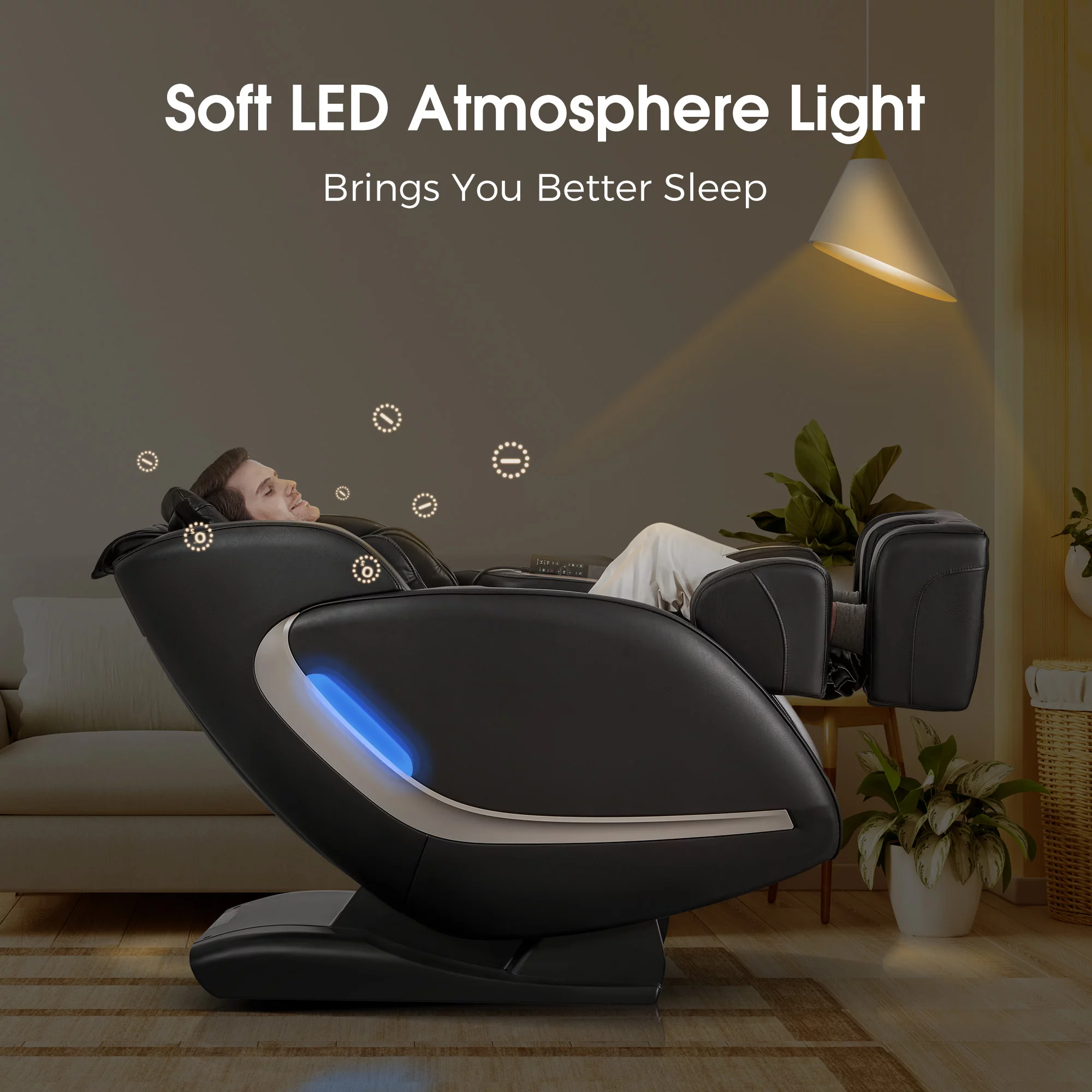 Easpearl 2024 4D Full Body Massage Chair Zero Gravity Shiatsu Recliner with Heat Thai Stretch Black