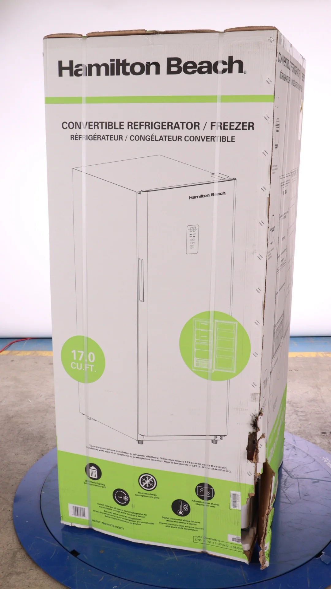 HAMILTON BEACH 32 IN. 17 CU. FT. WHITE UPRIGHT CONVERTIBLE REFRIGERATOR / FREEZER - HBFRF1798