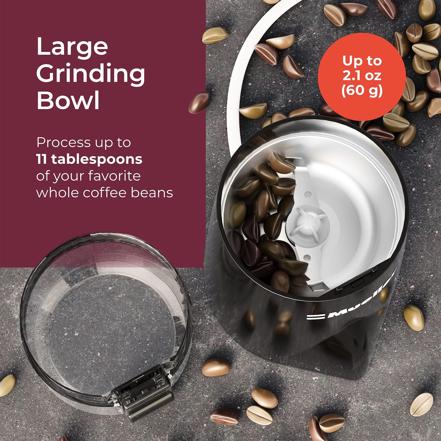 Mueller HyperGrind Precision Electric Spice/Coffee Grinder Mill with Large Grinding Capacity and Powerful Motor also for Spices, Herbs, Nuts, Grains