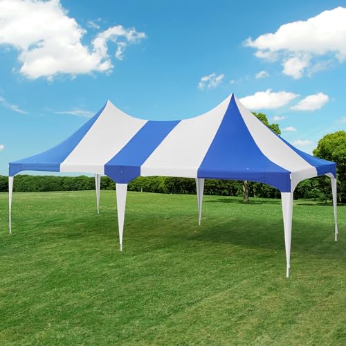 EROMMY 26x19ft Party Tent, White Wedding Tent, Decagonal Heavy Duty Canopy with 8 Removable Sidewalls, 8 Church Windows and 2 Pull-Back Doors