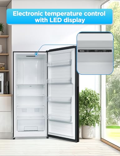 Commercial Cool 11.1 Cu. Ft. Convertible Freezer Refrigerator, Upright Fridge with Glass Shelves, Reversible Door, ENERGY STAR rated, Auto Defrost