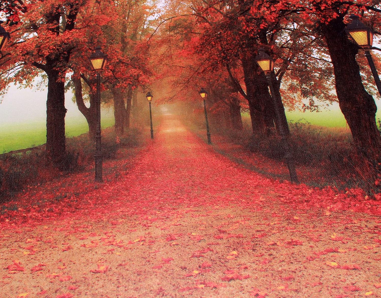 Suugly LED Wall Art Red Maple Forest Maple Leaves and Road Landscape Canvas Pictures Wall Decorations for Living Room Bedroom Kids Room Home Office