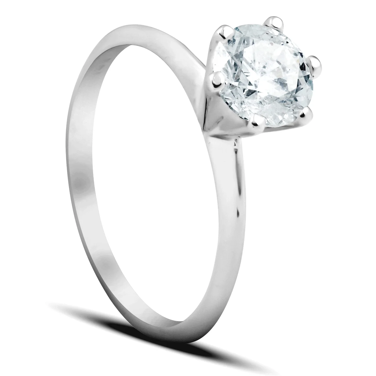 Pompeii3 1 ct Round Solitaire Diamond Engagement Ring 14K White Gold