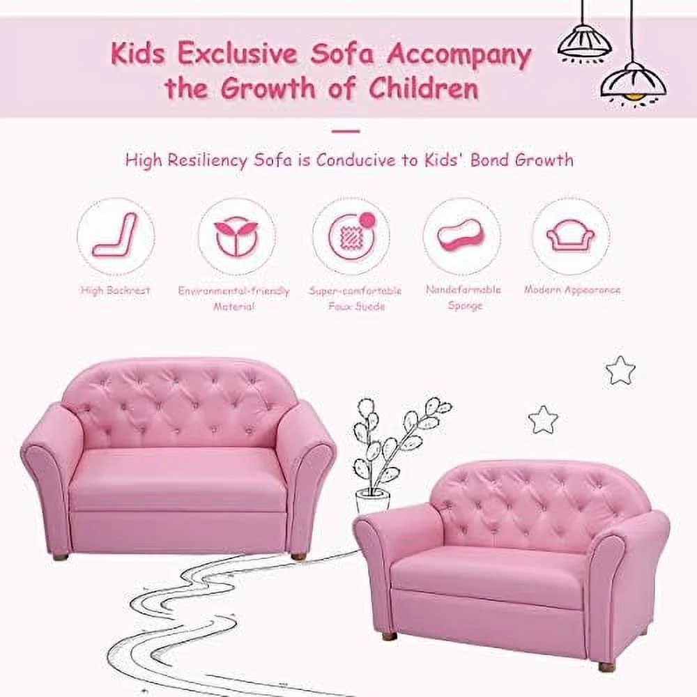 HOOMHIBIU Sofa  PU Leather Upholstered  Sturdy Wood Construction  Armrest Chair for Preschool Children Sofas  37''x17''x22.5''