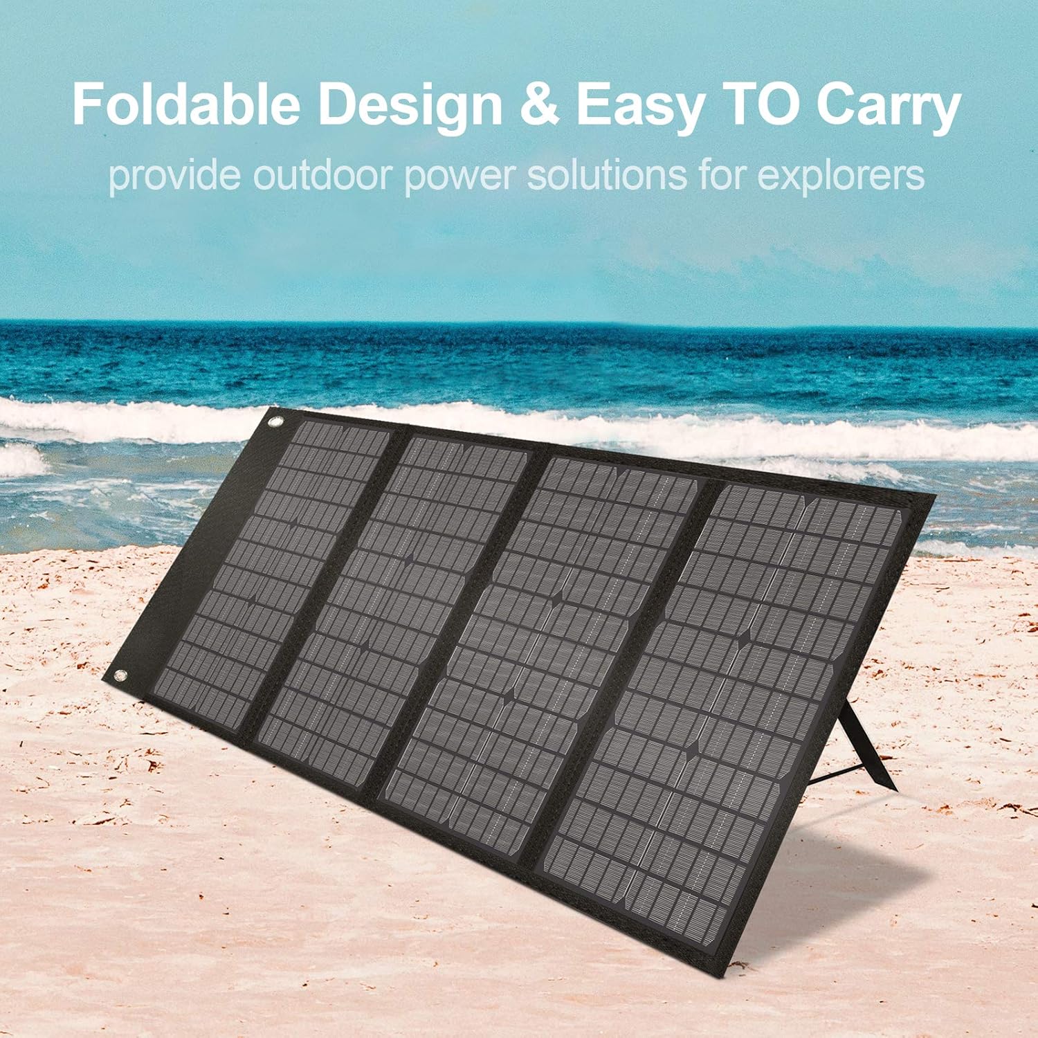 Aoasur Portable Solar Panel 120W Foldable Solar Panel Charger kit, Portable Folding Generator with 2 USB Ports USB Device for RV, Boat, Camper, roof