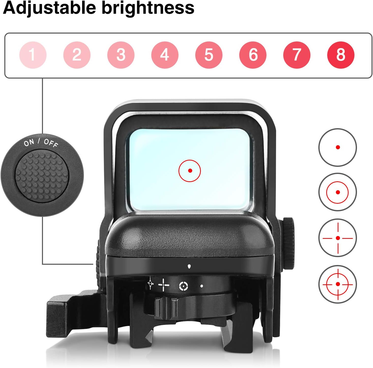 CVLIFE 1x22x33 Red Dot Sight 4 Reticles Reflex Sight with Quick Detach Mount for 20mm Picatinny Rail Pack of 2