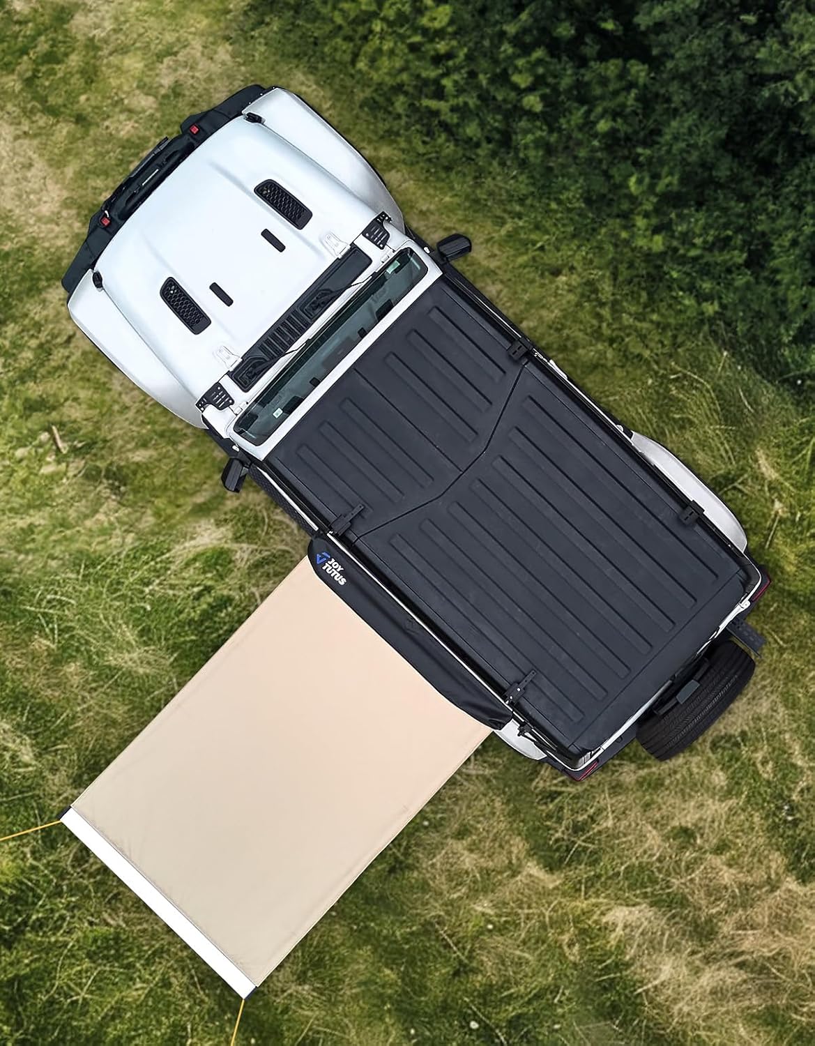 JOYTUTUS Vehicle Awning 8.2'x8.2' Roof Rack Pull-Out Sun Shade UV50+, Weatherproof 4x4 Side Awning for Camping, Car Awning with Adjustable Hardware