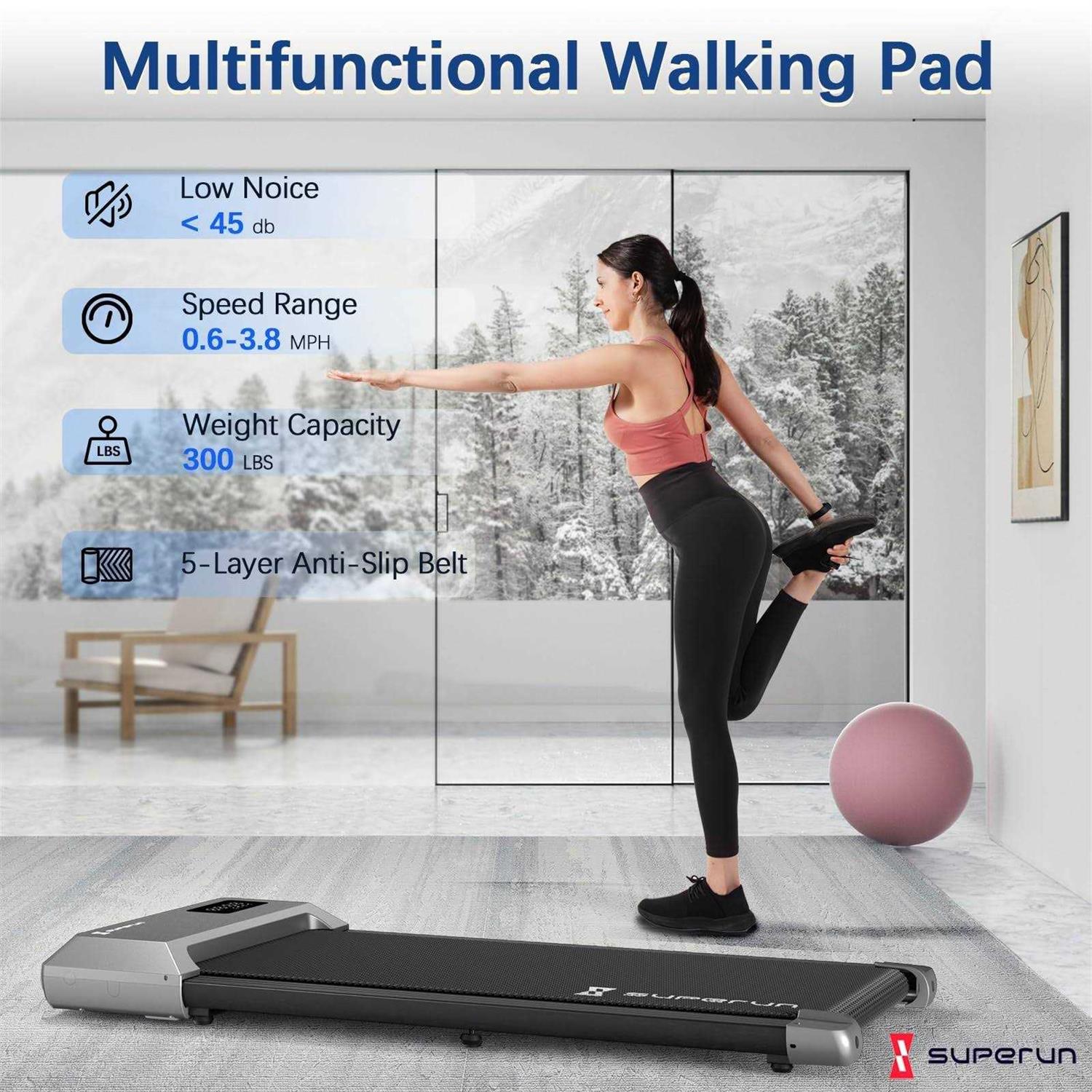 Superun 2 in 1 Walking Pad Under Desk with 300lbs Weight Capacity - Sports Supplies Online Store