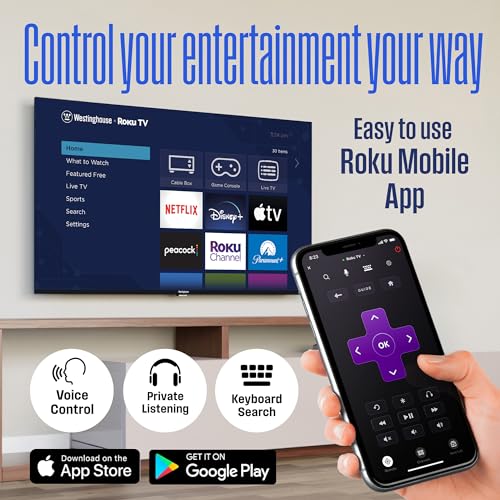 Westinghouse Roku TV - 43 Inch Smart TV, 4K UHD QLED Television w/HDR 10+, Dolby Vision, Wi-Fi & Mobile App Connectivity