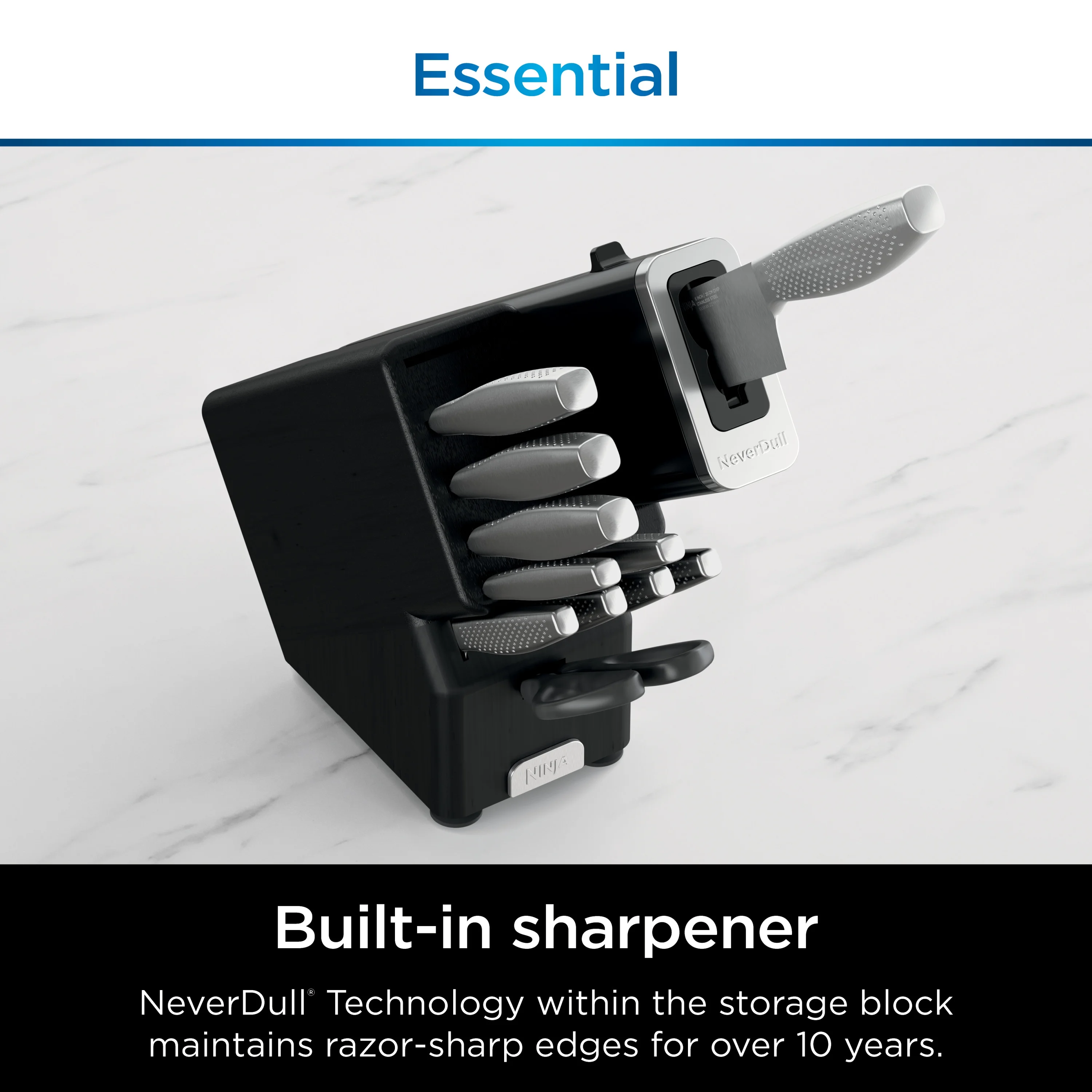 Ninja NeverDull Essential 12-Piece Stainless Steel Knife System with Built-in Sharpener, K22012