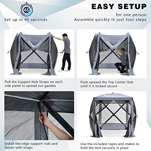 MASTERCANOPY 12x12FT Pop Up Gazebo Screen Tent - Instant Screen House with Netting, Quick Set, Outdoor Canopy Shelter with Carry Bag for Camping