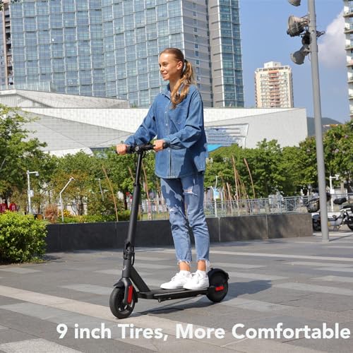 Caroma Electric Scooter, 350W/500W/750W Powerful Motor, 20/25/30 Miles Long Range, 20/25 Mph Top Speed, 9" Solid Tires