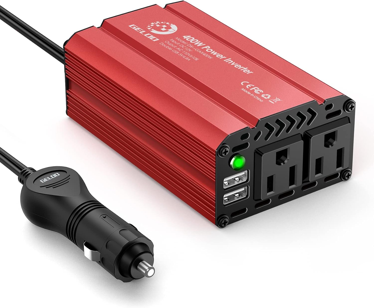 400W Car Power Inverter DC 12V to AC 110V Car Charger with 4.8A Dual USB Car Outlet Adapter