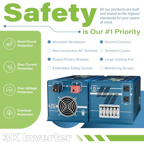 ExpertPower 3000W Pure Sine Wave Inverter Charger | Peak 9000W | DC 12V