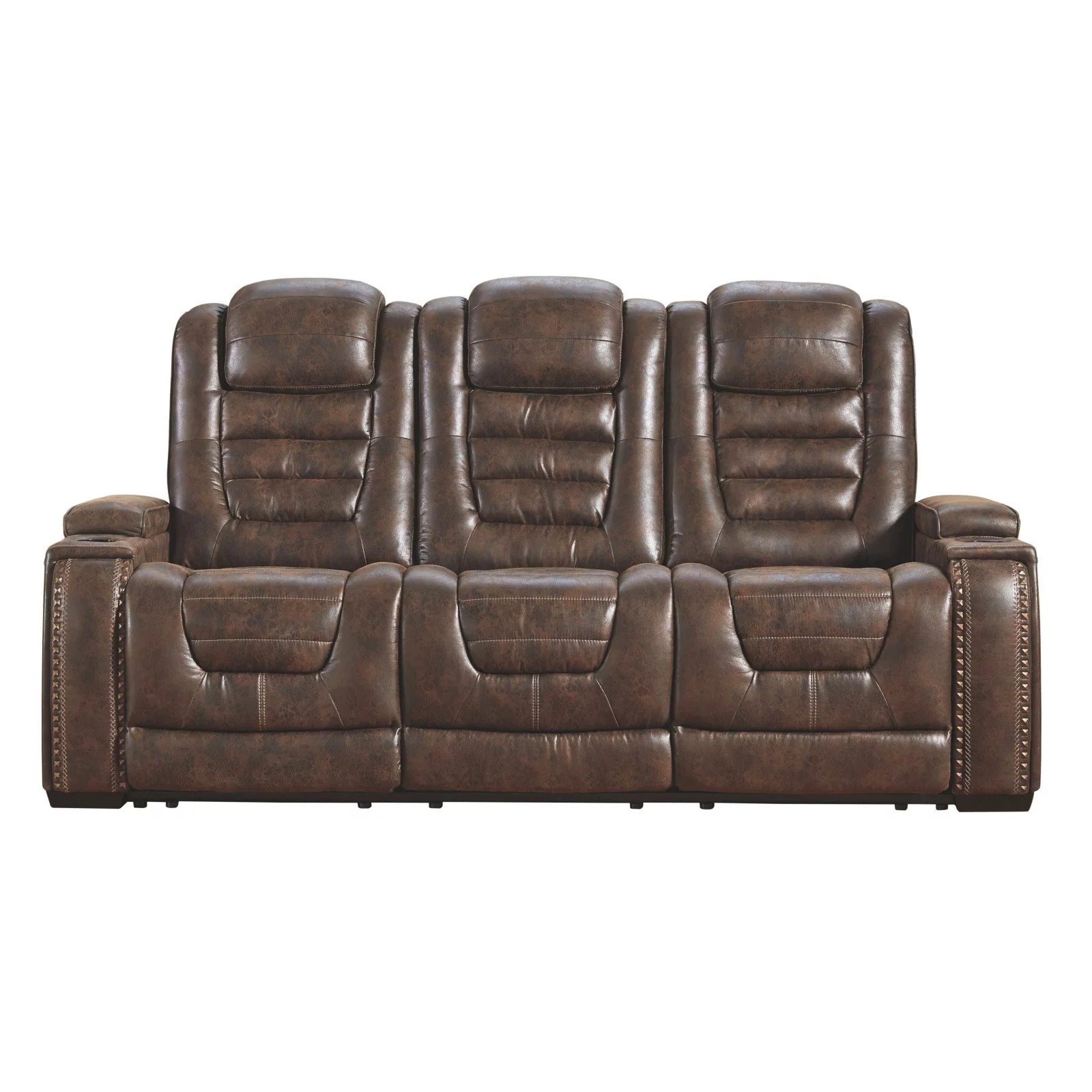 Signature Design by Ashley Game Zone Power Reclining Sofa in Bark