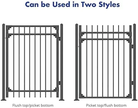 XCEL Fence Cortina Black Steel Anti-Rust Fence Gate - Flat Top - Flat Bottom Pickets - 5'H X 4'W - Easy Installation - for Residential, Outdoor, Yard