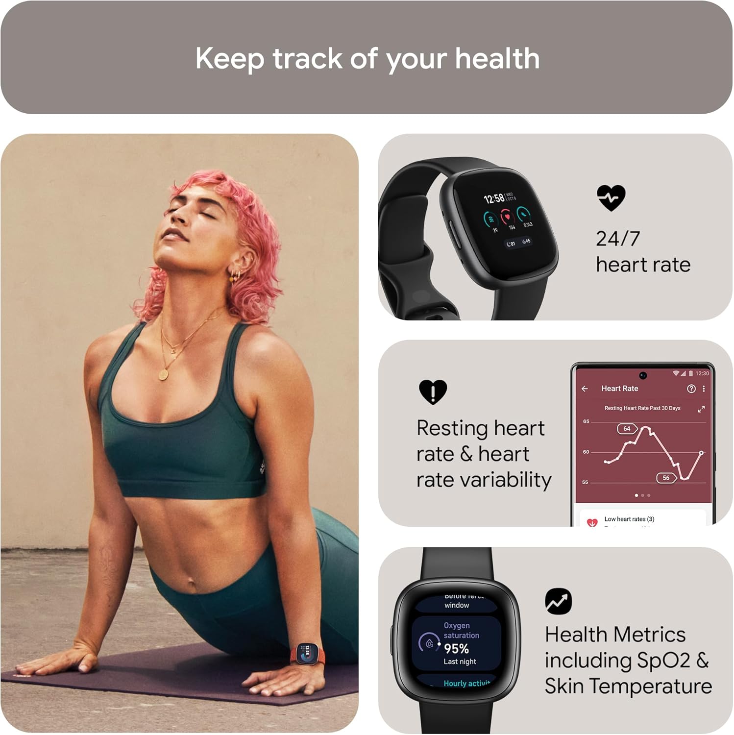 Fitbit Versa 4 Fitness Smartwatch with Daily Readiness, GPS, 24/7 Heart Rate, 40+ Exercise Modes, Waterfall Blue/Platinum