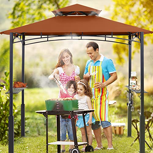 ABCCANOPY 8x5 Grill Gazebo - Outdoor BBQ Canopy Shelter with Led Light for Patio Backyard Grilling (Dark Gray)