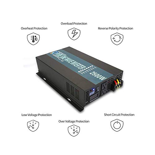 WZRELB Pure Sine Wave Power Inverter Power Supply with Display for Both DC Volt and AC Volt