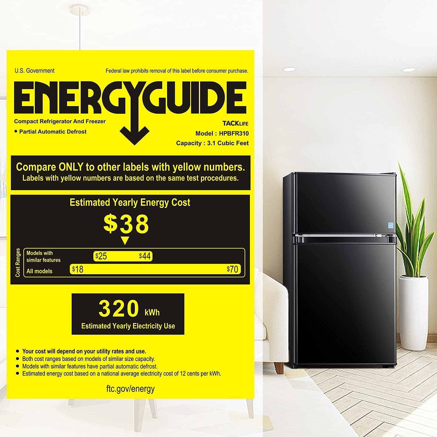 Mini Fridge with Freezer, 3.1 Cu.Ft Refrigerator 2 Doors, Unique Shelf Design, with LED Light, Adjustable Control Thermostat