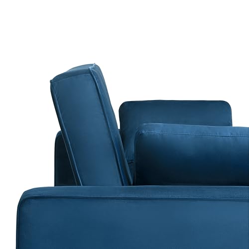Serta Ainsley 72.6" Convertible Sleeper Sofa, Queen Size, Dreamcoil Comfort, Soft Velvet Fabric, Navy