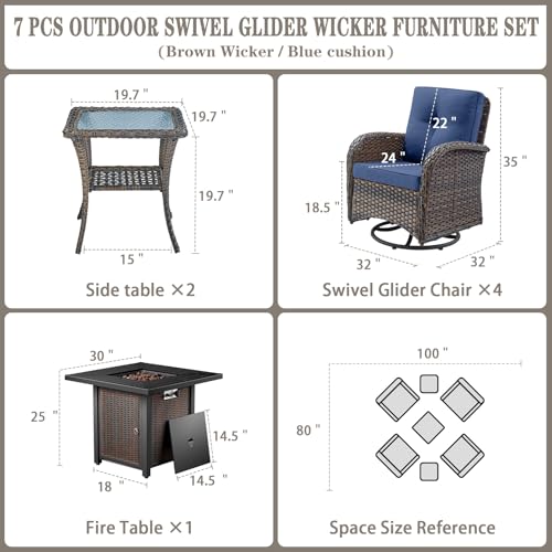 Patio Wicker Chairs Swivel Rocker - Outdoor Swivel Rocking Chairs Set of 2 with Rattan Side Table