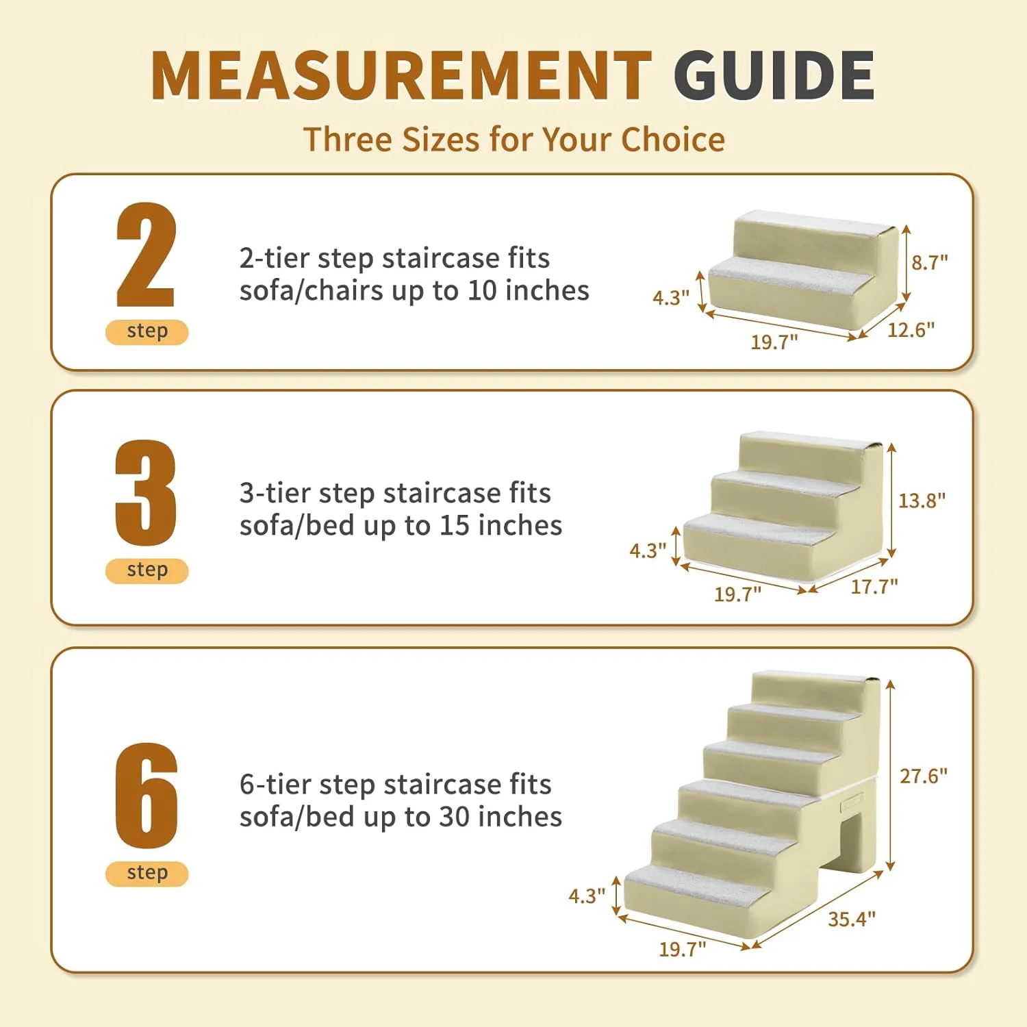 Dog Stairs, 28" Cuoote Dog Ramp for Small Dogs and Cats, Non-Slip Bottom Dog Steps for Beds and Couches