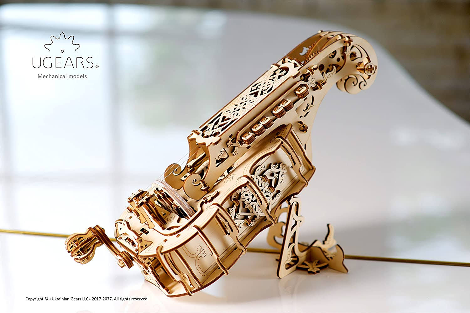 Ugears Hurdy-Gurdy 3D Puzzle, Wooden Musical Model, Brain Teaser, DIY Craft Set