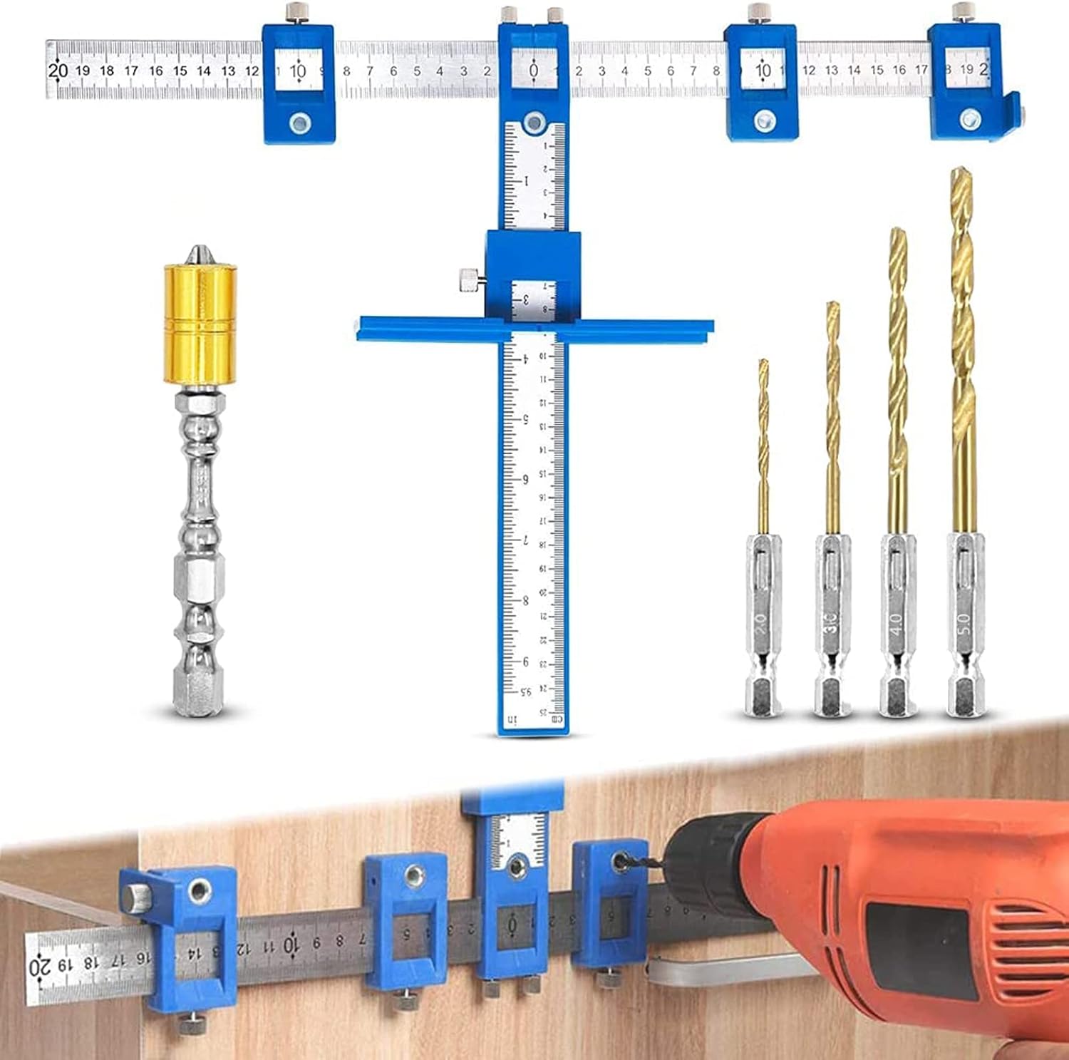 Cabinet Hardware Jig, Solike Aluminum Alloy Cabinet Handle Jig Tool for Fast and Accurate Installation of Door Handles and Drawer Front Knobs