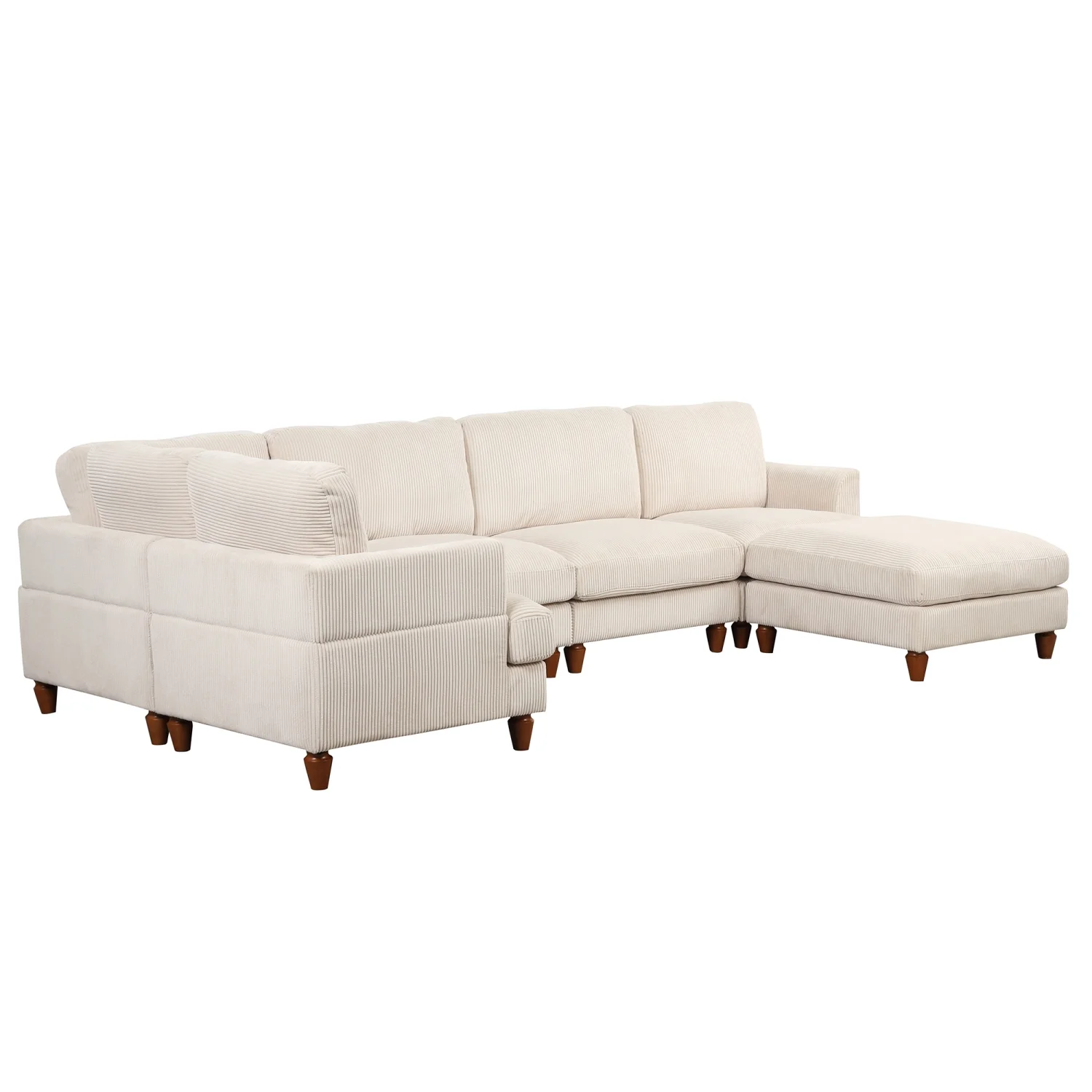 Churanty Modular Sectional Sofa with Ottoman,Oversized 3 Seat Free Combination Corduroy Couch Sofa with Chaise for Living Room,Beige