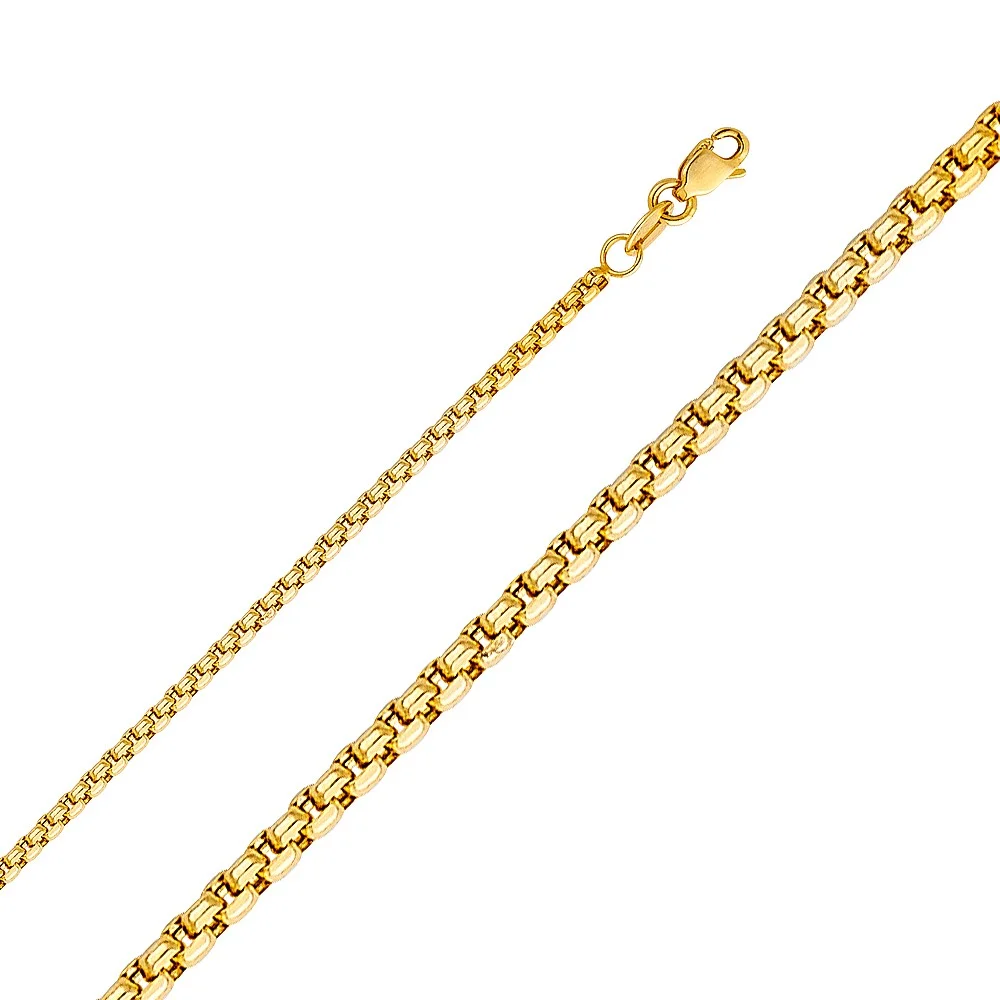 Precious Stars 14K Yellow Gold 1.8-mm Thin & Dainty Hollow Half Round Box Chain