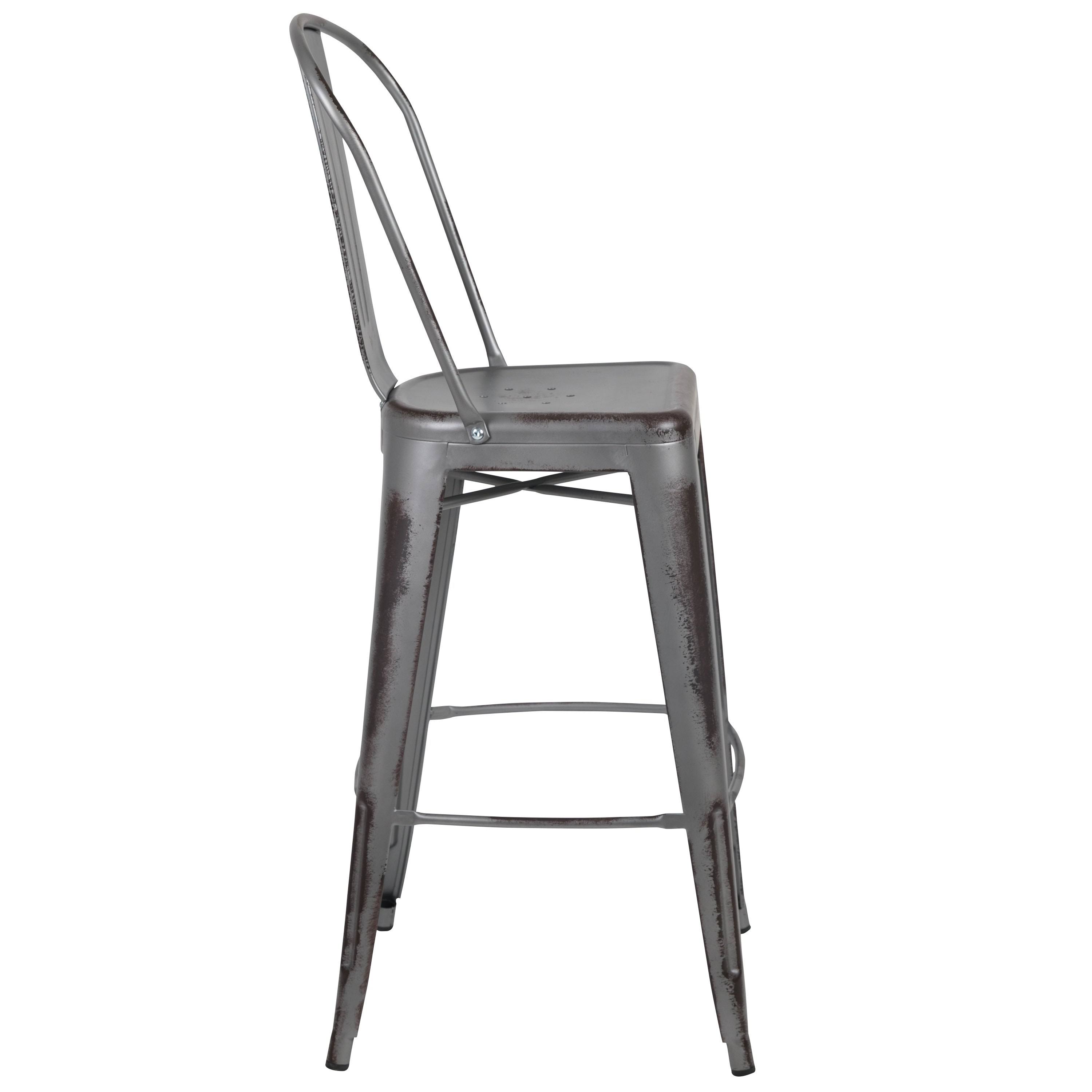 Lancaster Home Distressed Metal 30-Inch Stool (Black)
