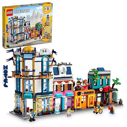 LEGO Creator Main Street 31141 Building Toy Set, 3 in 1 Features a Toy City Art Deco Building, Market Street Hotel