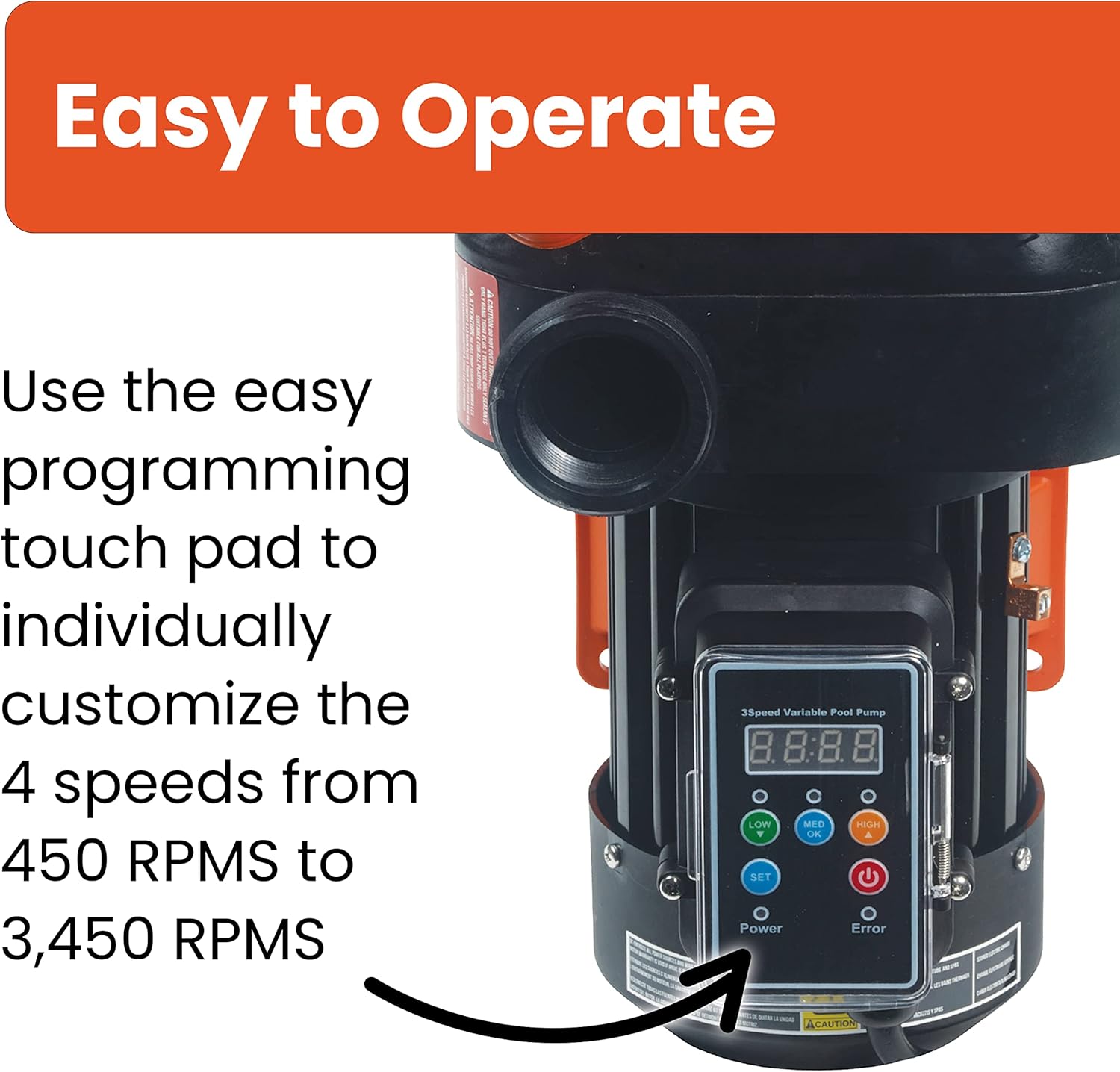 BLACK+DECKER Above Ground Variable Speed Swimming Pool Pump, 1 HP