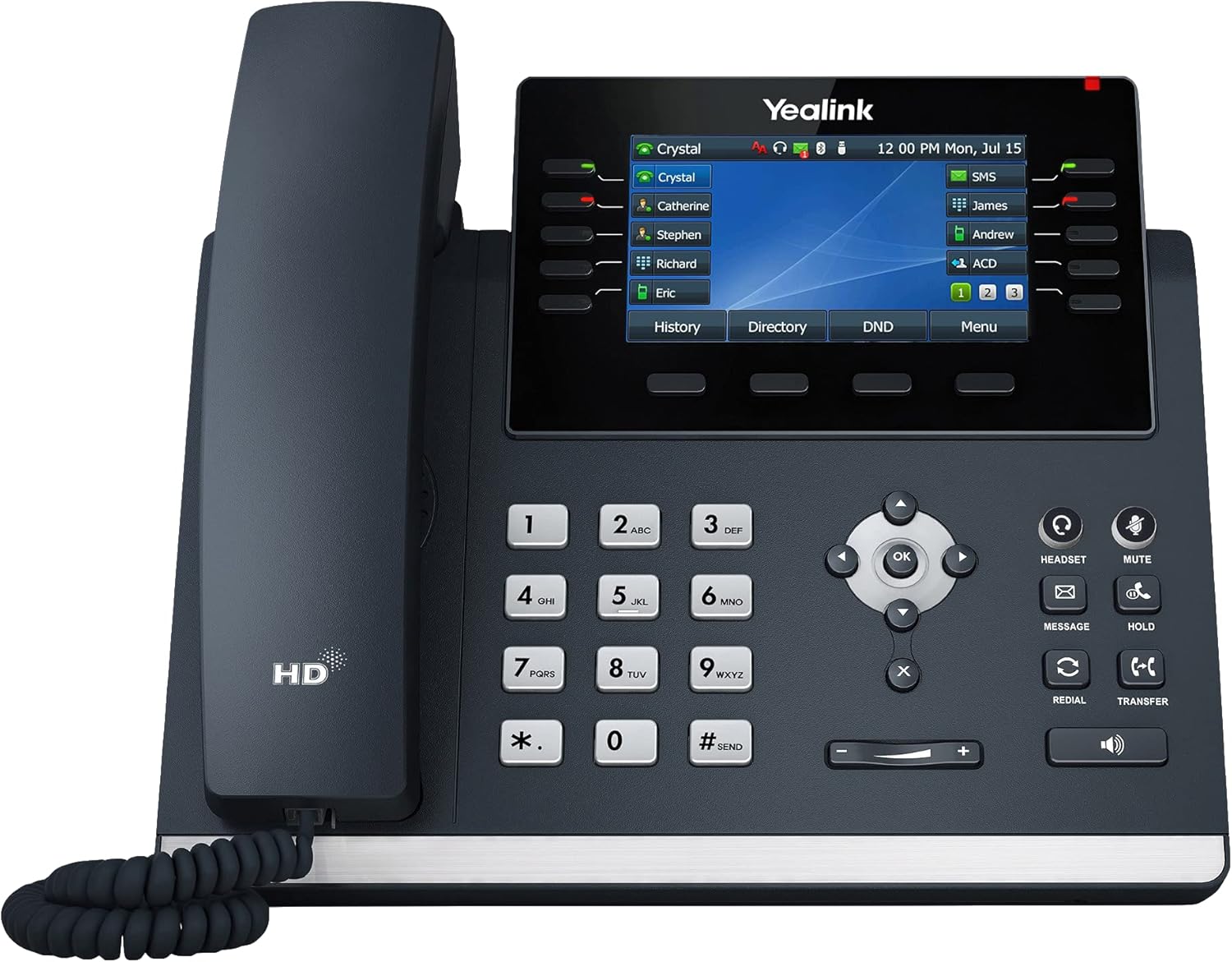 Yealink T46U IP Phone, 16 VoIP Accounts. 4.3-Inch Color Display. Dual USB 2.0, Dual-Port Gigabit Ethernet, 802.3af PoE