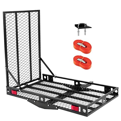 IRONMAX Hitch Cargo Carrier with Ramp, Heavy Duty Folding Mobility Scooter Wheelchair Hitch-Mounted Carrier for Car, Truck, SUV, RV