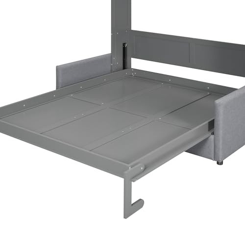 Ball & Cast Murphy Bed Wall Bed Queen Size with Cushion,Sofa Platform Bedfram Chest can be Folded,Wood Folding Hideaway w/Slat Support