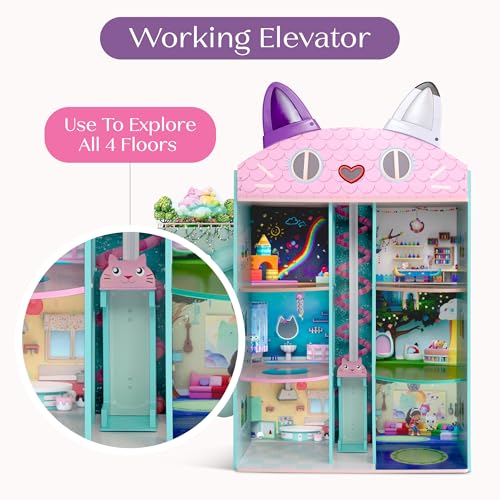 Gabby’s Dollhouse Purrfect Playhouse by Delta Children – Features Sounds & Light Up Ears - Includes 20 Accessories - Fits 8-inch Dolls