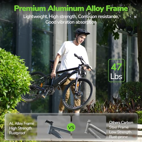 isinwheel M10 Electric Bike Adult 500W, 26" Commuting Electric Mountain Bike 20MPH Max Range 55+ Miles, Professional 35-Speed, Removable Battery