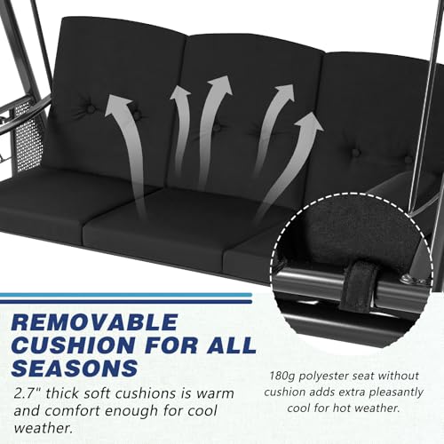 U-MAX Porch Swing Chair with Adjustable Backrest&Canopy