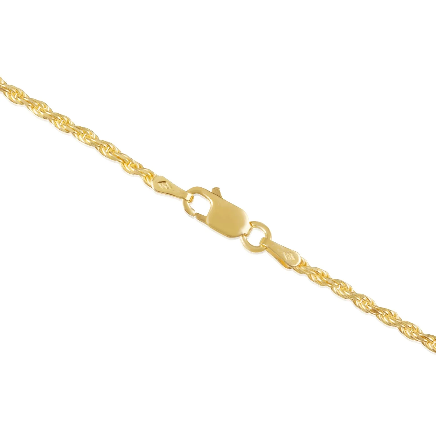 Sterling Silver and Gold Plated Rope Chain Necklaces and Bracelets - 2.00MM Thick - 18 Inches