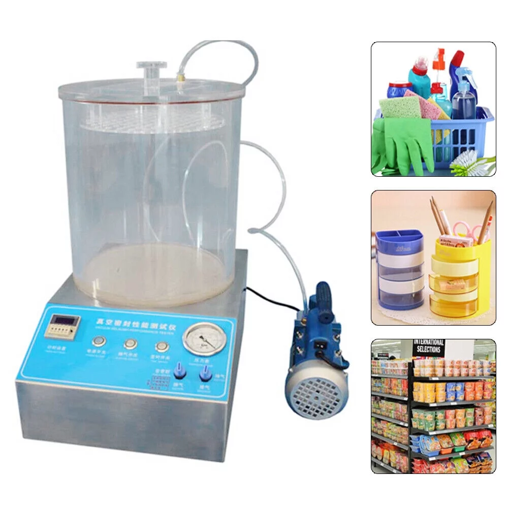 Vacuum Seal Tester Vacuum Sealing Performance Diagnostics Tester w/Vacuum Pump 270mmx270mmx200mm Suitable for Packaging Bags, Bottles 110V
