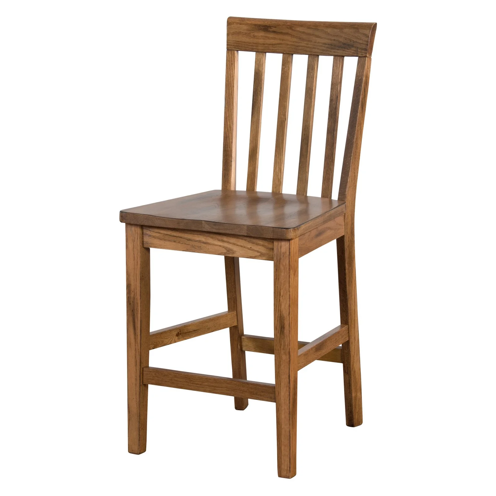 Sunny Designs Sedona 24" Wood Slatback Barstool with Wooden Seat in Rustic Oak