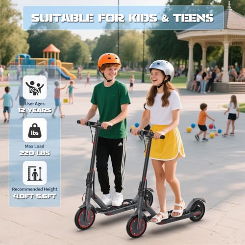Electric Scooter for Kids 10+, 350W Motor, Max 12Miles Long Range, 19 MPH Max Speed, 8.5" Solid Tire