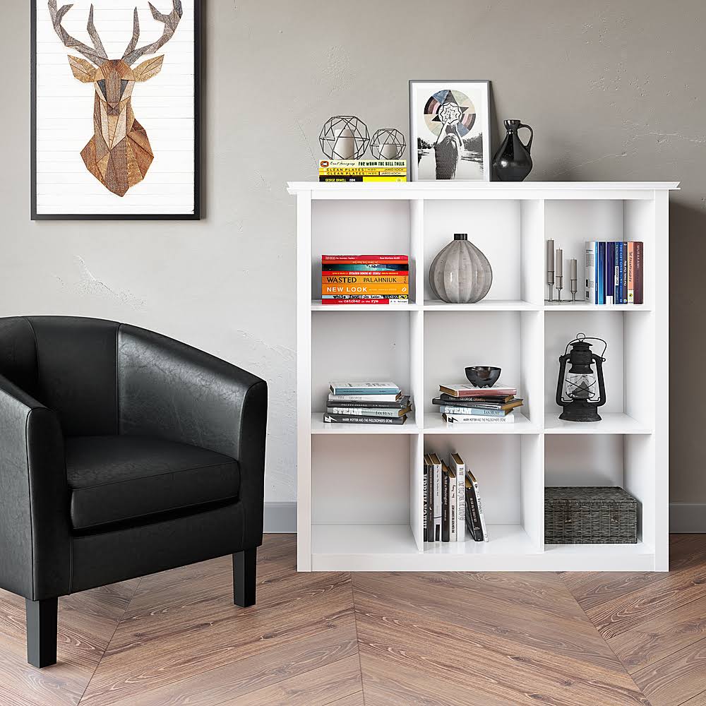 Simpli Home Artisan Solid Wood 45-inch x 43-Inch Contemporary 9 Cube Bookcase and Storage Unit in White