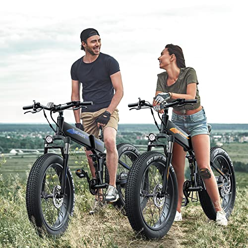 TotGuard Electric Bike,26" x4.0 Fat Tire Electric Bike with 975W Peak Motor,48V 10.4Ah Removable Battery, 21.6MPH Foldable Mountain Ebike