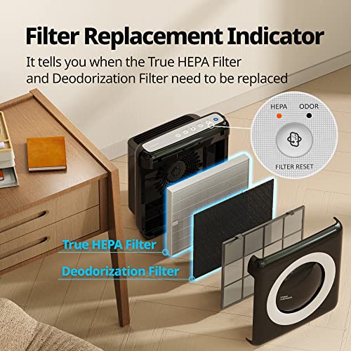 Coway Airmega AP-1512HH(W) True HEPA Purifier with Air Quality Monitoring, Auto, Timer, Filter Indicator, and Eco Mode, 16.8 x 18.3 x 9.7, White