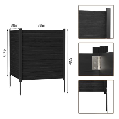 ROOMTEC 38"W X 42"H Air Conditioner Fence Panels, 2 Panels Privacy Fence for Outside Privacy Screens Trash Can Enclosure with Metal Stake
